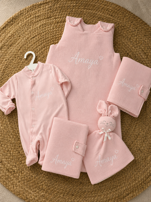 Coffret naissance « rose bonbon »