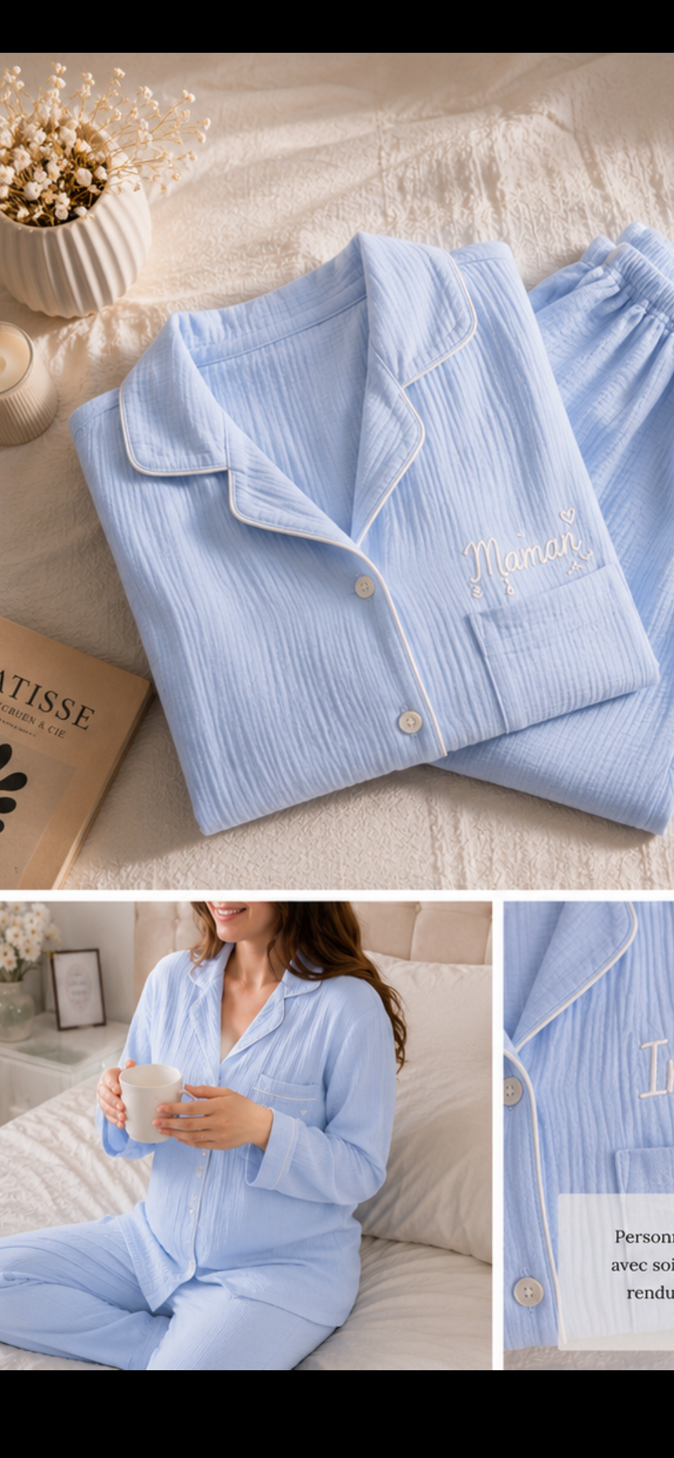 Pyjama personalisé en gaze de coton
