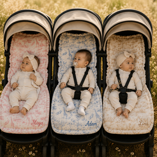 Assise de poussette personnalisée 100%coton pour bébé